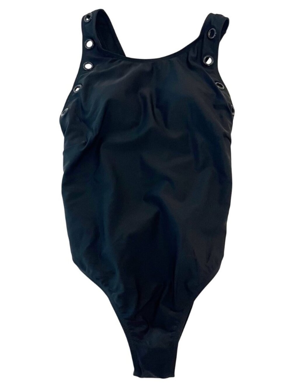 NEW Juicy Couture Black Grommet One Piece Swimsuit Minimalist - Size Large